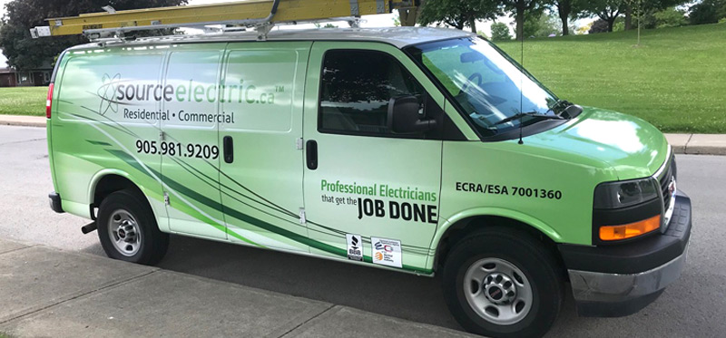 Image of a source electric van - local electrician in Hamilton and Burlington